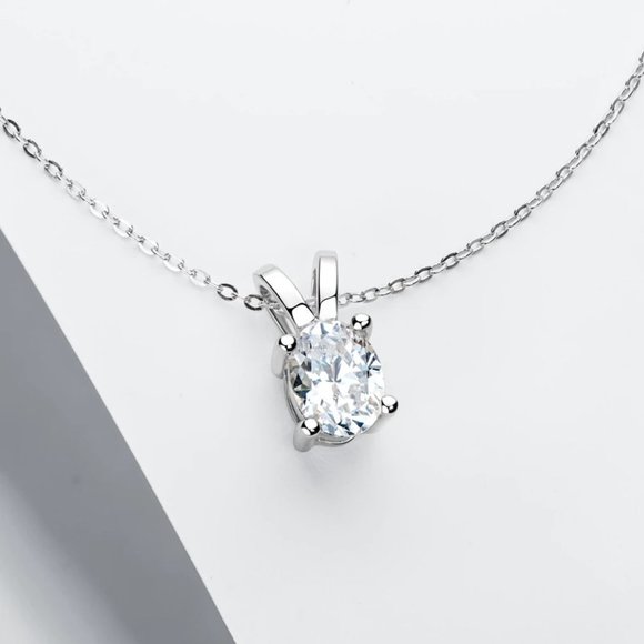 Certified 1ct. t.w. Moissanite Diamond Oval Pendant Necklace NEW - Picture 7 of 10